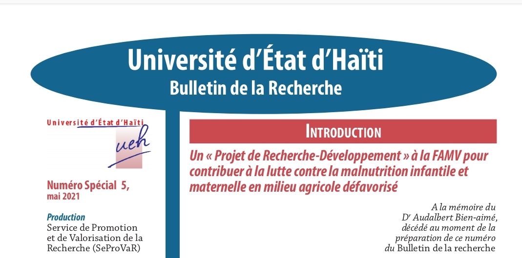Publication du 5ème numéro spécial du Bulletin de la recherche de l’Université d’Etat d’Haïti