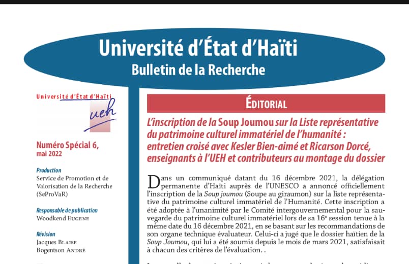 Bulletin de la recherche de l’UEH_Numéro spécial 6