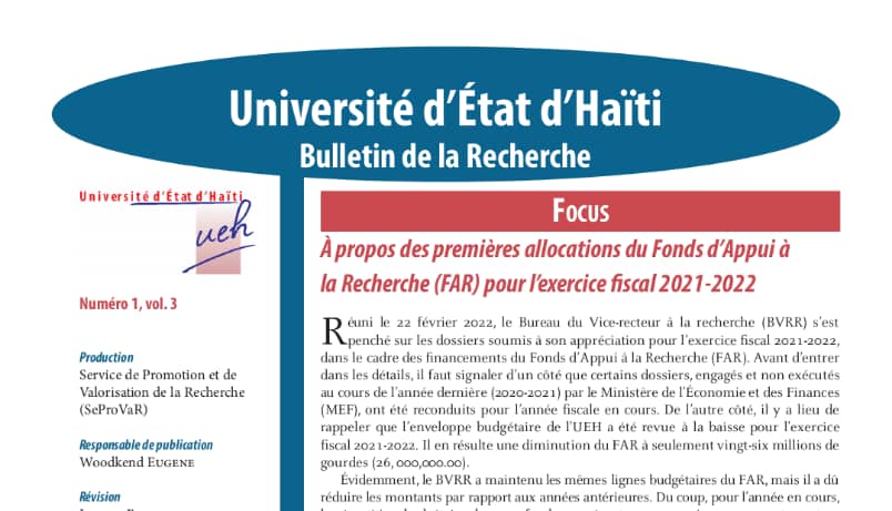 Bulletin de la recherche de l’UEH_#1_Vol. 3